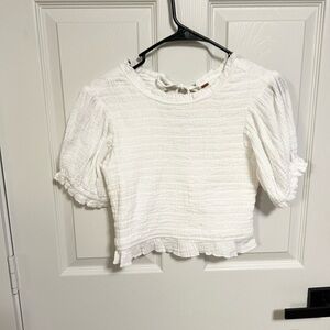 NWT Free People Cotton Cropped Tie Back White Blouse size S